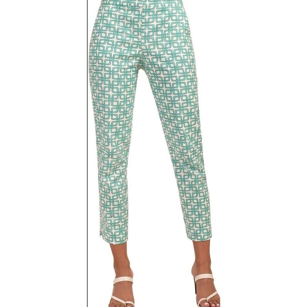 NWT TRINA TURK Moss 2 Pant In Turquoise In Blue, $300 Sz 4 G9